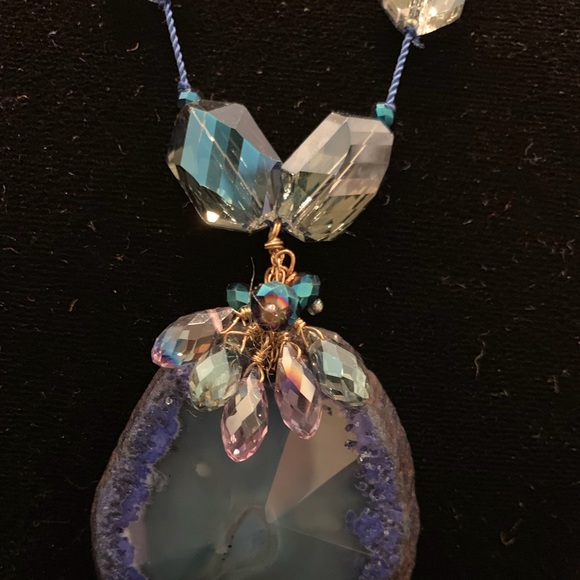 Semi precious crystal stone necklace, hand made - Picture 3 of 5